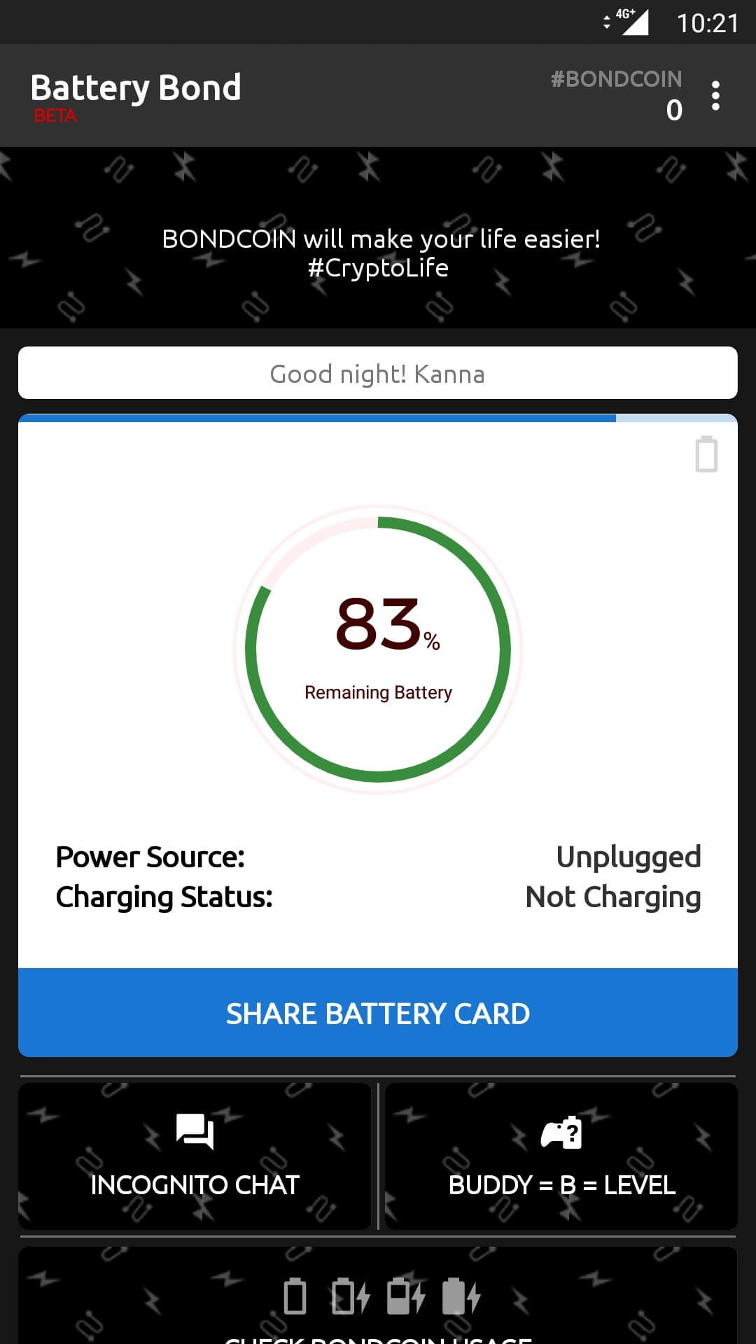 Battery Bond App - Home Screen